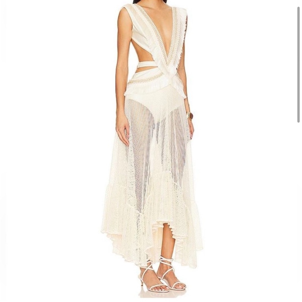 PatBo Camilla Beach Dress Cream Plunge Maxi Dress